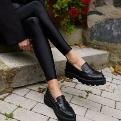 کفش اداری زنانه لاافری مردانه آلبرتو کادین با زیره EVA و چرم واقعی سیاه - 6761