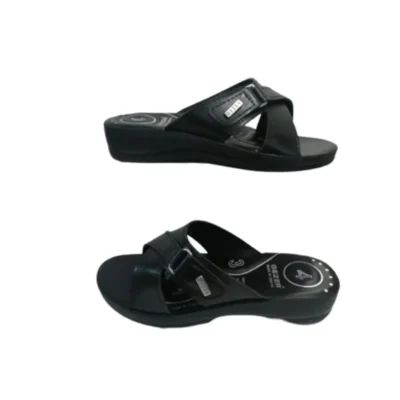 Ge082-10 زنانه دمپایی پیاده‌روی مسی با بند متقاطع سیاه و ارتوپدیک - 6338