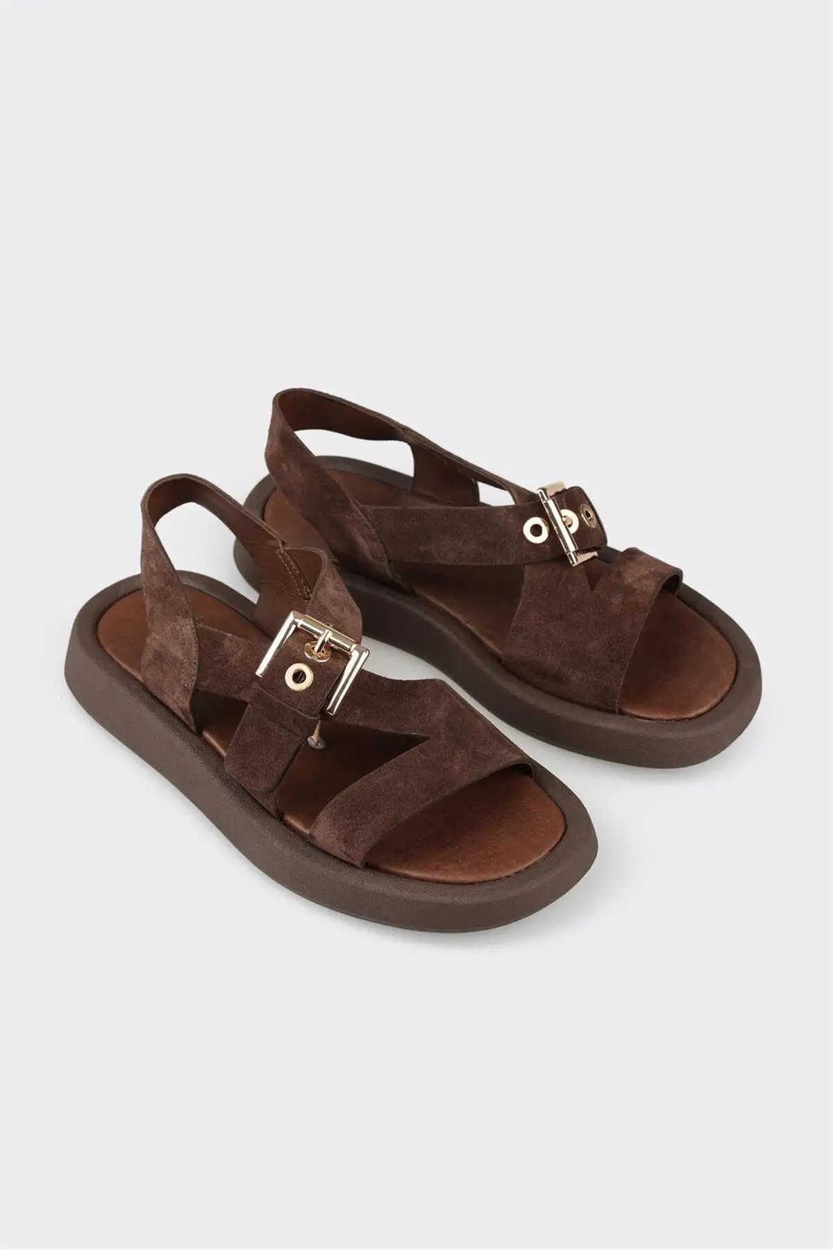 کفش صندل زنانه چرم قهوهای - 6406 کفش صندل زنانه چرم قهوهای - 6406