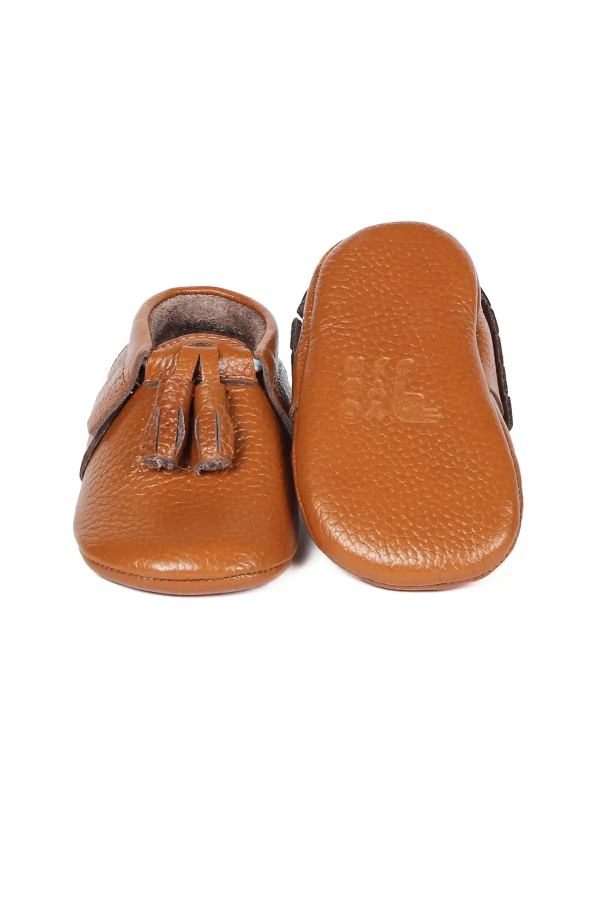 کفش نوزاد پسر پاپوش  با جزئیات پونپون از چرم طبیعی رنگ قهوهای - 6562 کفش نوزاد پسر پاپوش با جزئیات پونپون از چرم طبیعی رنگ قهوهای - 6562