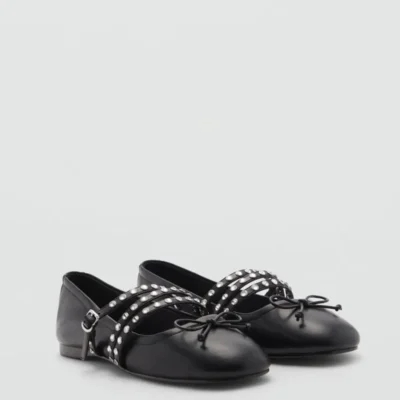 کفش تخت زنانه بابت با بند و زبانه‌دار - 5806