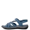 کفش صندل زنانه D24YS-1005 تخت با چرم طبیعی - آبی - 6528