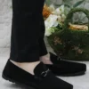 کفش رسمی مردانه 31012 بربری از چرم سوئدی مشکی - 5945