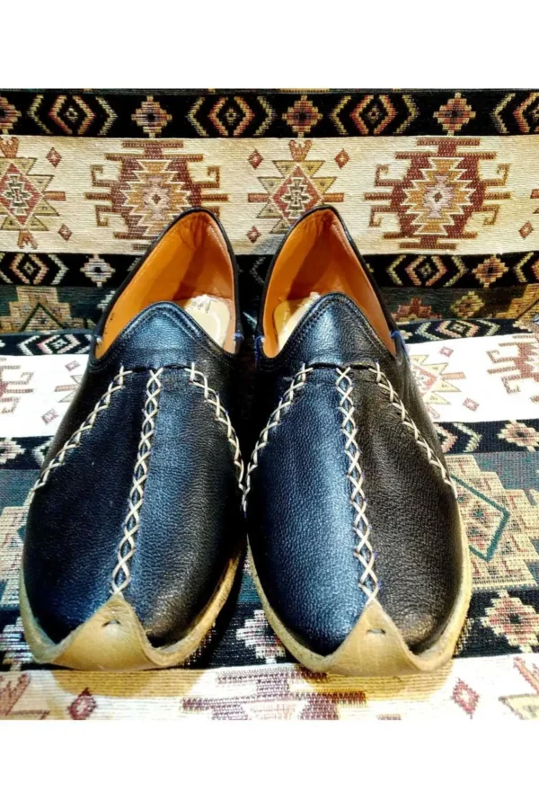 کفش مجلسی زنانه یمنی (چاریق)، یمنی دنیای عثمانی، یمنی چرمی، رنگ سیاه. - 5706