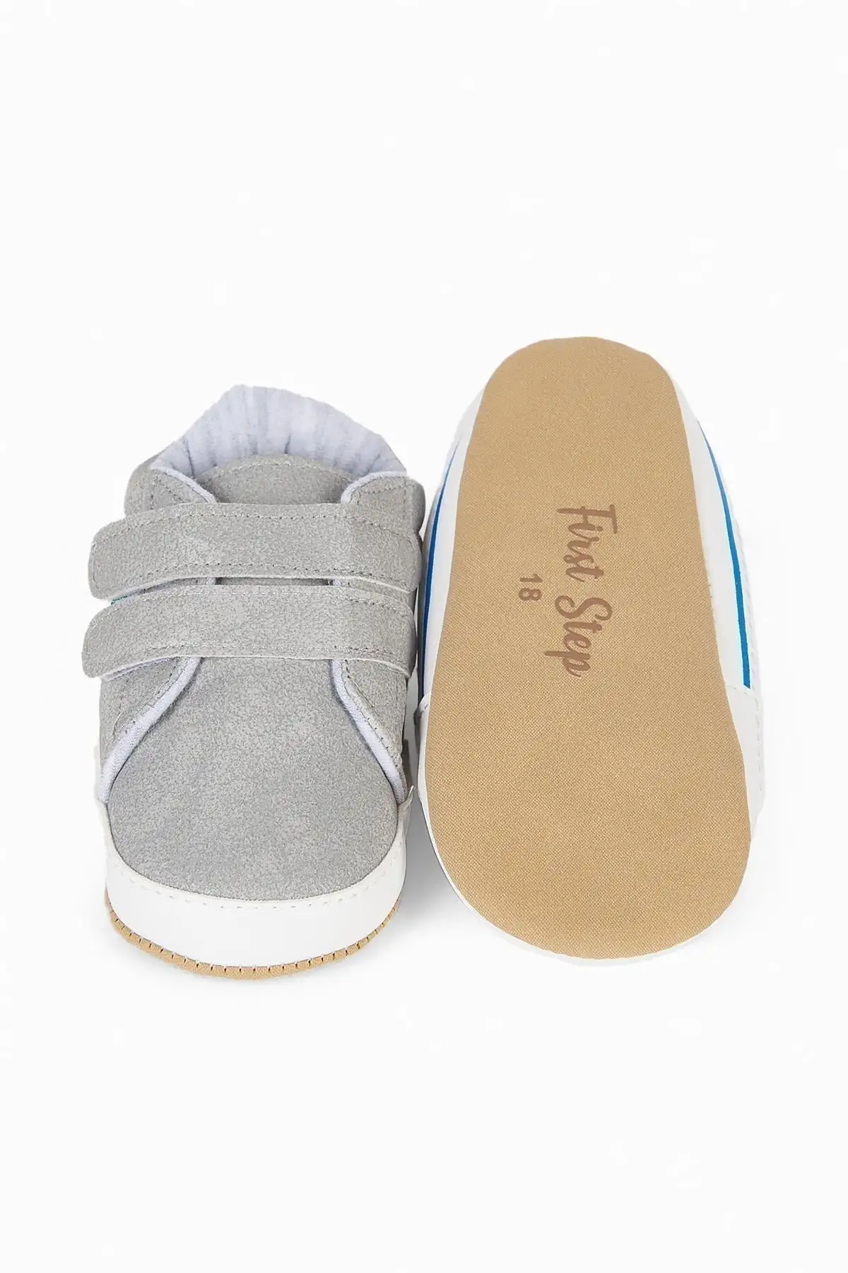 کفش نوزاد پسر پاتیک اول قدمی سایز مردانه با نوار رنگی طوسی-گروه گ-2351 - 5462