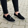 کفش مجلسی زنانه مردانه لوفر جیر سیاه، کلاسیک، تابستانی - 5679