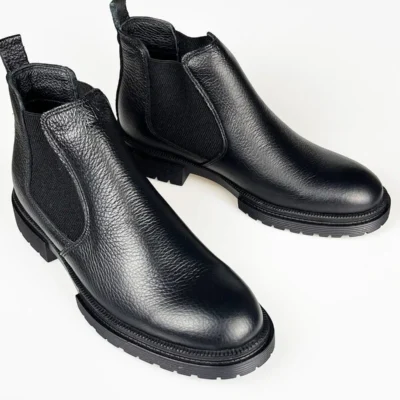 بوت مردانه چکمه چلسی مشکی از چرم طبیعی (Luass22al0038) برای فصل زمستان - 5589
