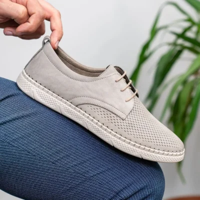 کفش روزمره مردانه 1. چرمی اصل 2. 3. تابستانی 4. لوفر به رنگ بژ - 6483