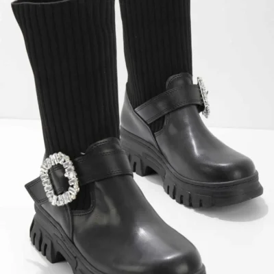 بوت و نیم‌ بوت زنانه چکمه مشکی K02921020109 - 6194