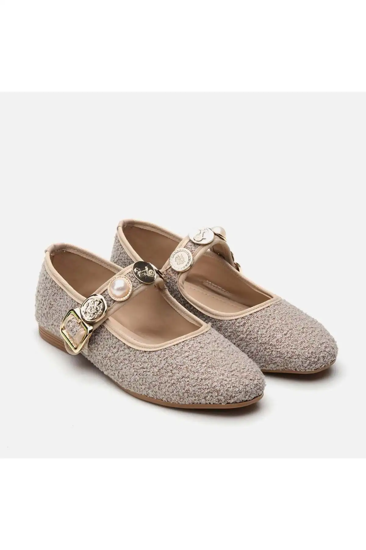 کفش تخت زنانه بالش خز ویژون با سنگ تزئینی - 6866 کفش تخت زنانه بالش خز ویژون با سنگ تزئینی - 6866