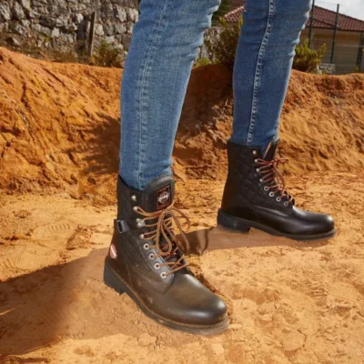 بوت مردانه چکمه چرم مشکی نیو ورکر - 5607