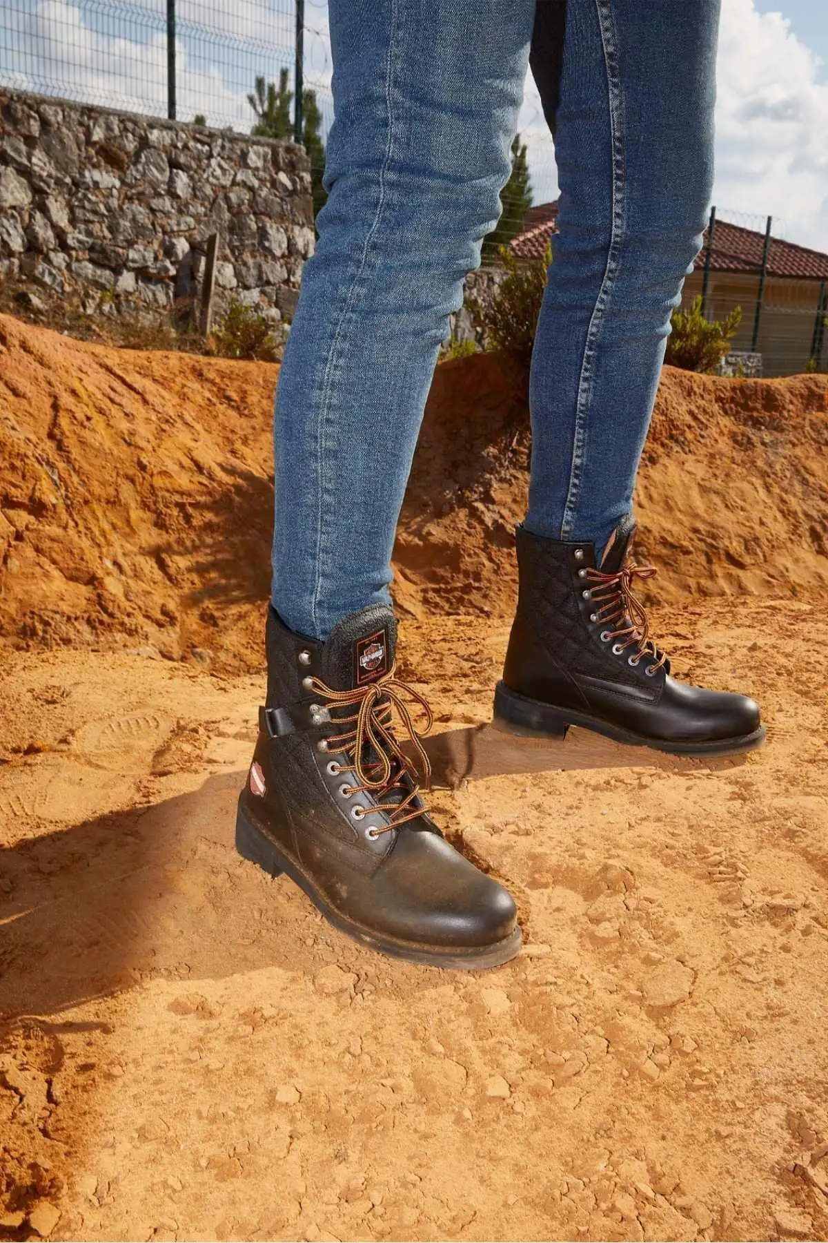 بوت مردانه چکمه چرم مشکی  نیو ورکر - 5607 بوت مردانه چکمه چرم مشکی نیو ورکر - 5607