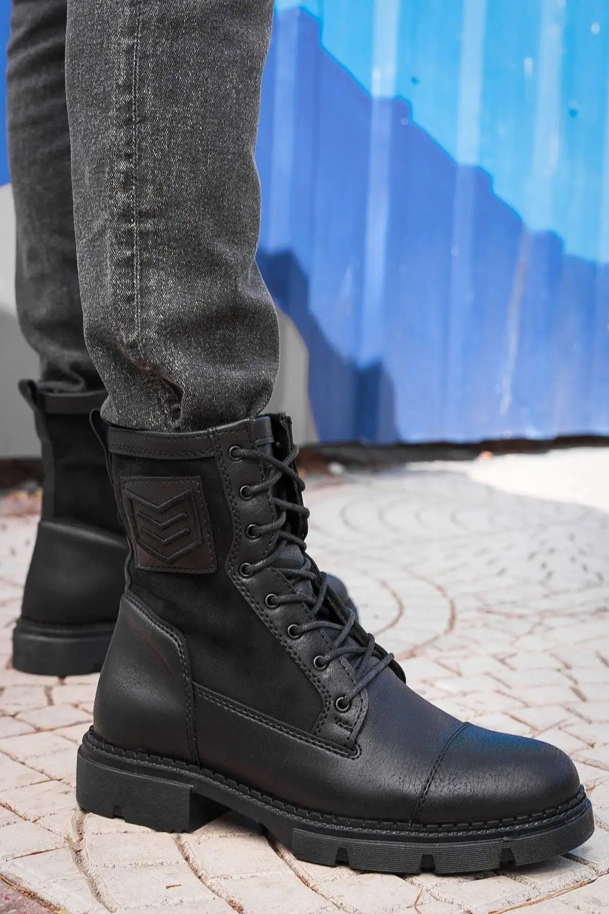 بوت مردانه نیم   موسکوا، با کیفیت بالا، مشکی، سوئدی، مناسب برای استفاده روزمره، نظامی، ضد سرما و آبproof. - 6674 بوت مردانه نیم موسکوا، با کیفیت بالا، مشکی، سوئدی، مناسب برای استفاده روزمره، نظامی، ضد سرما و آبproof. - 6674