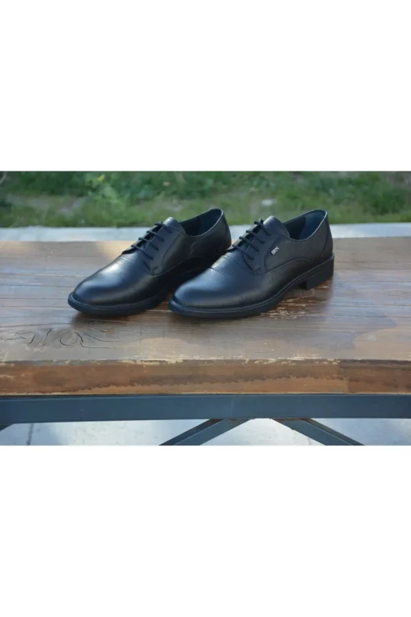 کفش رسمی مردانه زمستانی برنی مدل M574، از چرم طبیعی با زیره لاستیکی و بنددار - 6008
