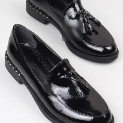 کفش اداری زنانه لوافر سیاه با پاشنه و طراحی کلاسیک روزمره مناسب برای محیط کار - 5710