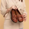 کفش اداری زنانه لوفر روزمره راحت از چرم طبیعی Pyt.1200 - قهوه‌ای - سایز 37 - 6774