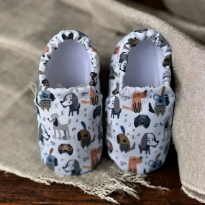 کفش نوزاد پسر 1. زیرهدار 2. پاپوش کودکانه از پنبه ارگانیک 3. پاپوش با طرح سگ عینکی - 6557