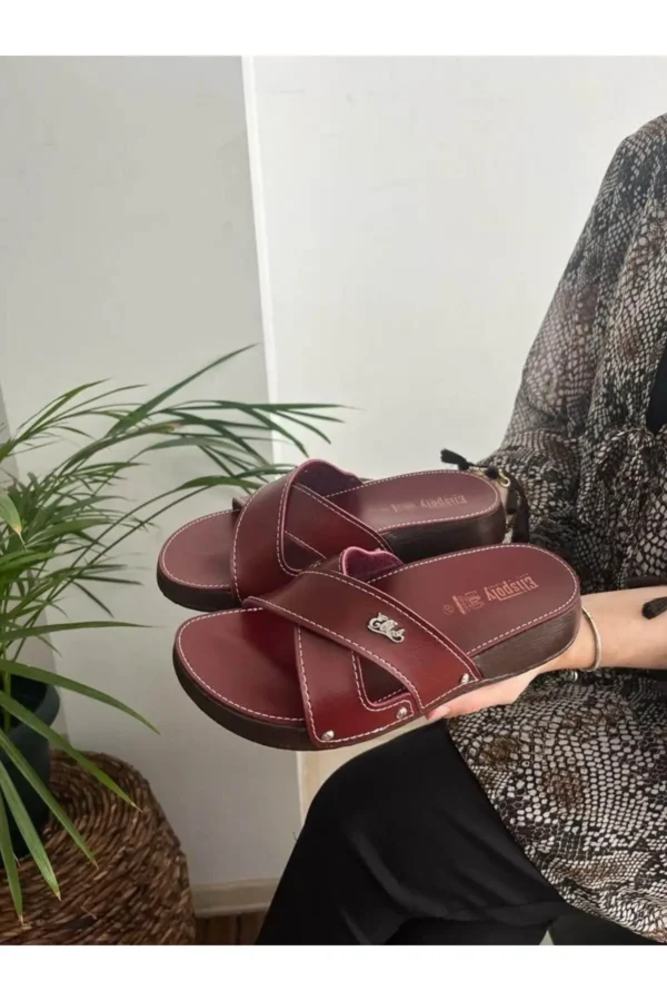 کفش راحتی خانه زنانه با زیره آناتومیک، پزشکی، اورتوپدیک، کلاسیک و مدل ضربدری برای مادران، صندل خیابانی - 6994