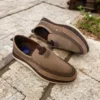کفش رسمی مردانه لوفر چرم طبیعی بدون بند قهوه‌ای-جوشی – سبک روزمره و نیمه - 6356
