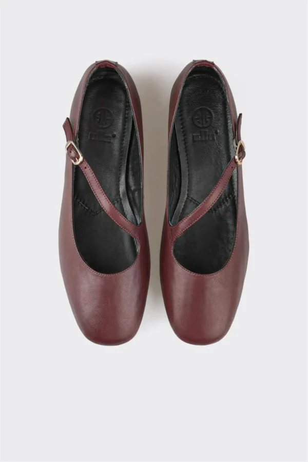کفش اداری زنانه روزمره چرم bordo - 6775