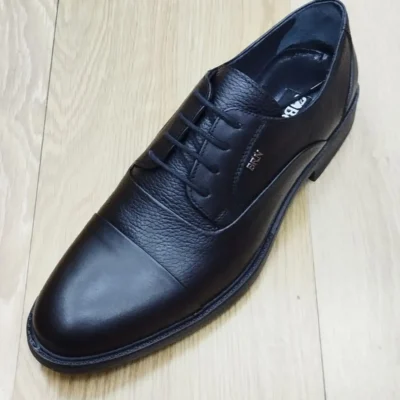 کفش رسمی مردانه زمستانی برنی مدل M574، از چرم طبیعی با زیره لاستیکی و بنددار - 6008