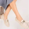 کفش اداری زنانه loafer با کفی ضخیم به رنگ بژ - مناسب برای کار، اداره و استفاده روزمره، و همچنین طراحی ارگونومیک. - 6776