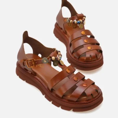 کفش صندل زنانه - روزمره چرم طبیعی - 7054