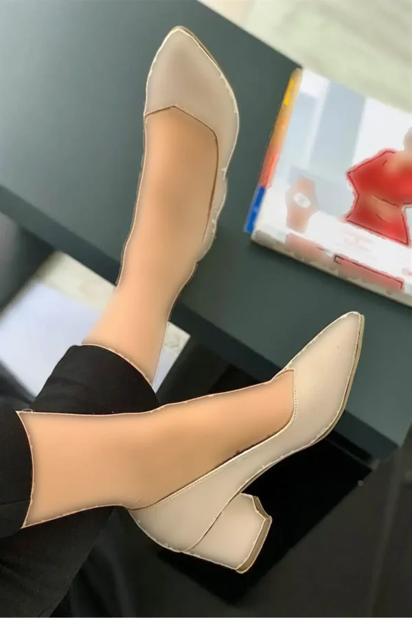 کفش اداری زنانه نود سوئید شیک روزمره راحت با پاشنه کوتاه ۵ سانتی‌متر - 6257