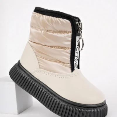 بوت بچگانه چکمه‌ بارانی و برفی با ضمانت Candy، دارای زیپ در جلو و داخل پشمی برای راحتی نوزاد. - 5568