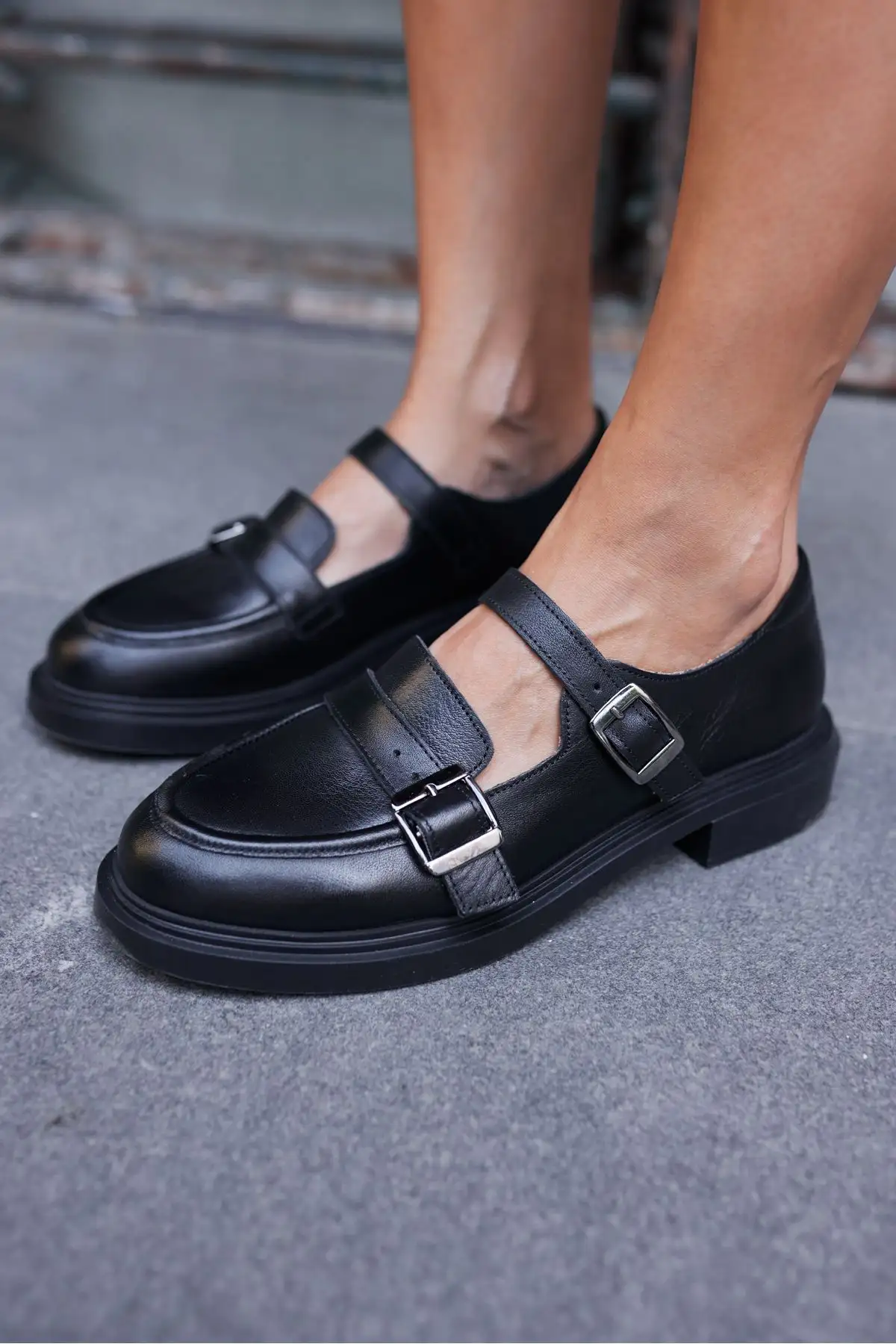 کفش اداری زنانه پتر  لوفر  مشکی از چرم طبیعی - 6762 کفش اداری زنانه پتر لوفر مشکی از چرم طبیعی - 6762