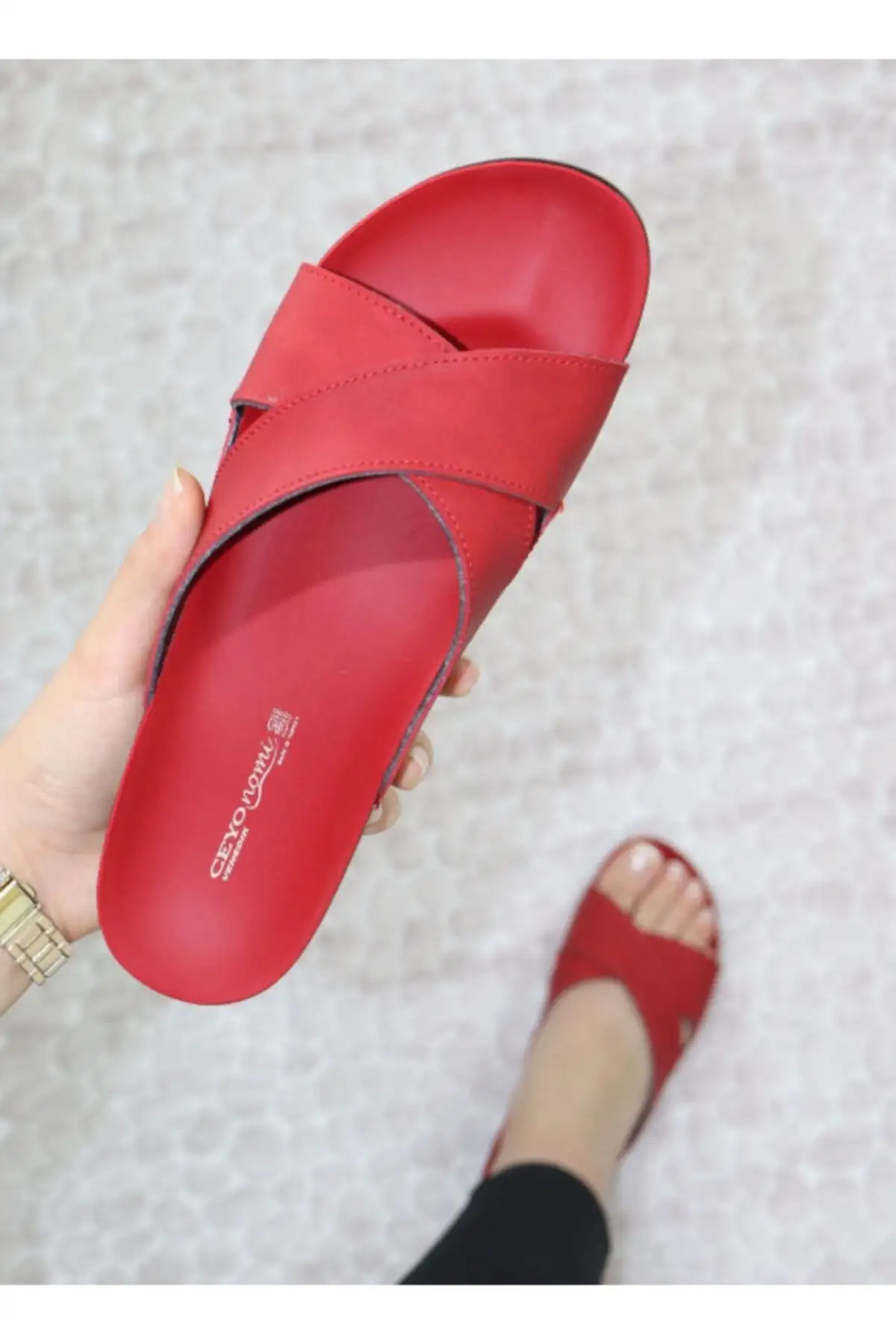 کفش راحتی خانه دمپایی طبی زنانه ونیزی قرمز/9 - 6429 کفش راحتی خانه دمپایی طبی زنانه ونیزی قرمز/9 - 6429