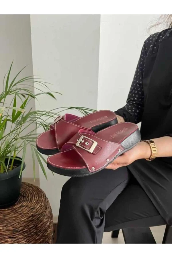 کفش راحتی خانه دمپایی زنانه با کفی آناتومیک طبی اورتپدیک کلاسیک با یک بند، دمپایی مادر، دمپایی خیابانی - 7009