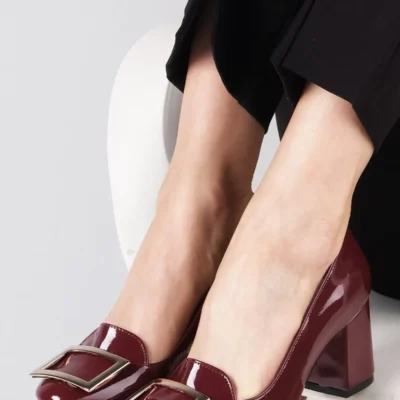 کفش اداری زنانه پاشنه‌بلند آدلا رنگ بورگاندی - 6251