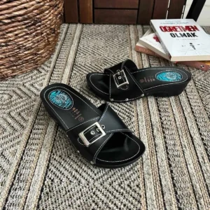 کفش راحتی خانه دمپایی پزشکی زنانه کلاسیک با کفی ژل مناسب برای درمان پاشنه‌داری - 7008