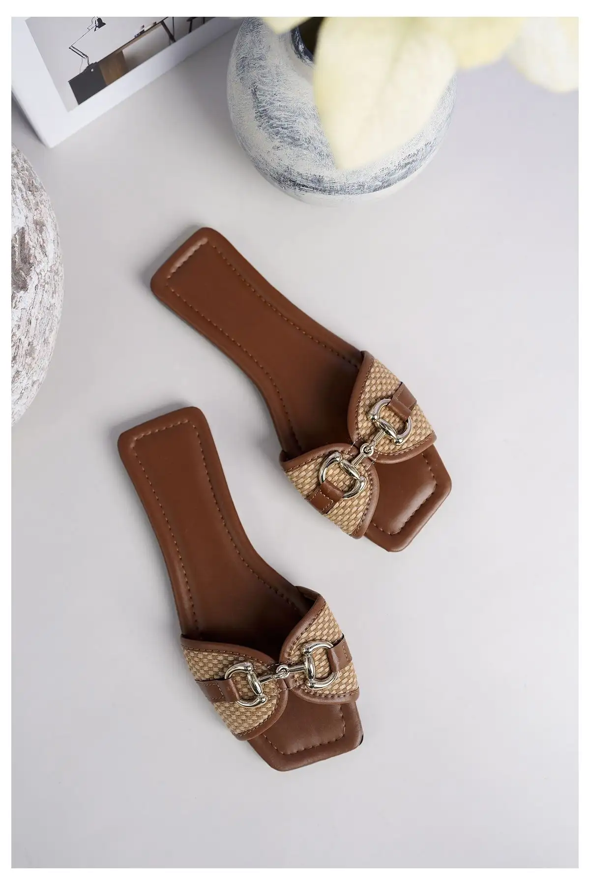 کفش اداری زنانه ترکیب  روزانه دمپایی تابه بافتنی حصیری شیک تابستانی برای خانه، سواحل و محل کار - 5721 کفش اداری زنانه ترکیب روزانه دمپایی تابه بافتنی حصیری شیک تابستانی برای خانه، سواحل و محل کار - 5721