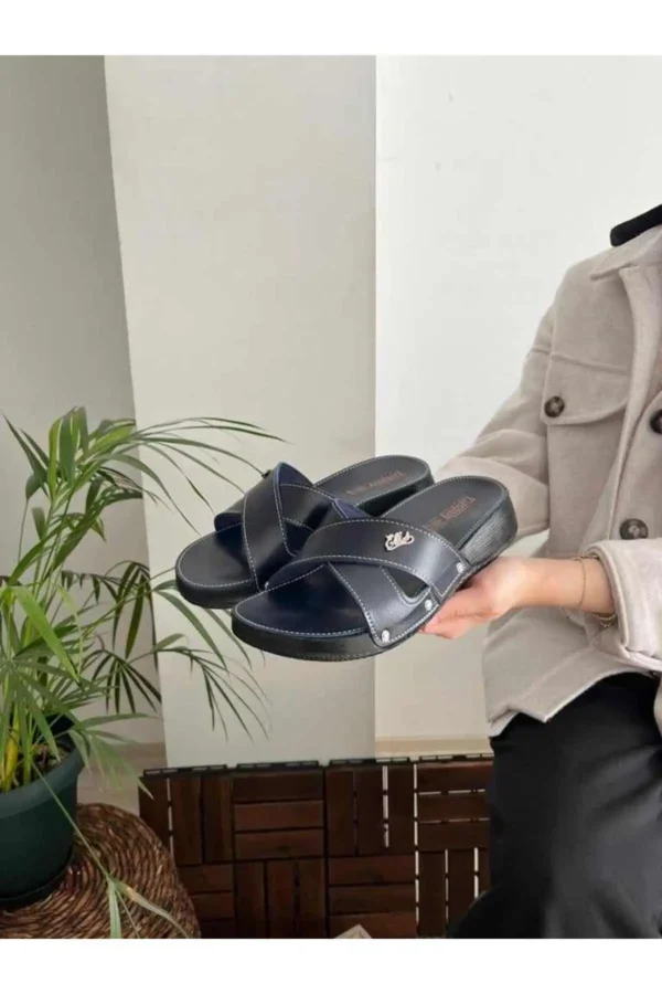 کفش راحتی خانه زنانه با کفی آناتومیک، پزشکی، اورتوتیک، کلاسیک و طراحی متقابل، دمپایی مادر، دمپایی خیابانی - 7004