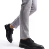 کفش رسمی مردانه Mbrgn86-s loafer چرم مشکی با بند - 6369