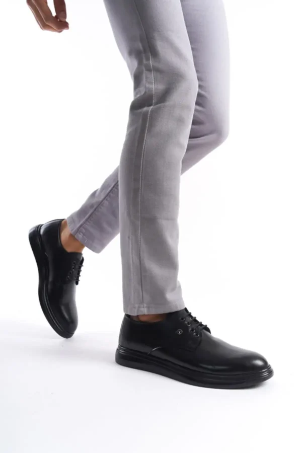 کفش رسمی مردانه Mbrgn86-s loafer چرم مشکی با بند - 6369
