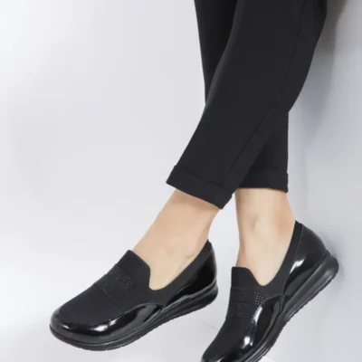 کفش اداری زنانه کلاسیک روزمره با کفی نرم، تمام اورتوپدیک و رنگ مشکی جیر - 6242