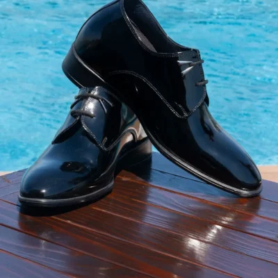 کفش مردانه مدل آکسفورد با پاشنه مخفی و قابلیت افزایش قد 7 تا 9 سانتی‌متر، دست‌ساز، مناسب برای مراسم عروسی و کتانی. - 7033