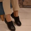 کفش مجلسی زنانه آکسفورد مشکی چرم با طرح ساده - 6218