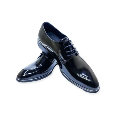 کفش رسمی مردانه کلاسیک مجلسی مشکی با رویه لاک دار - 7037