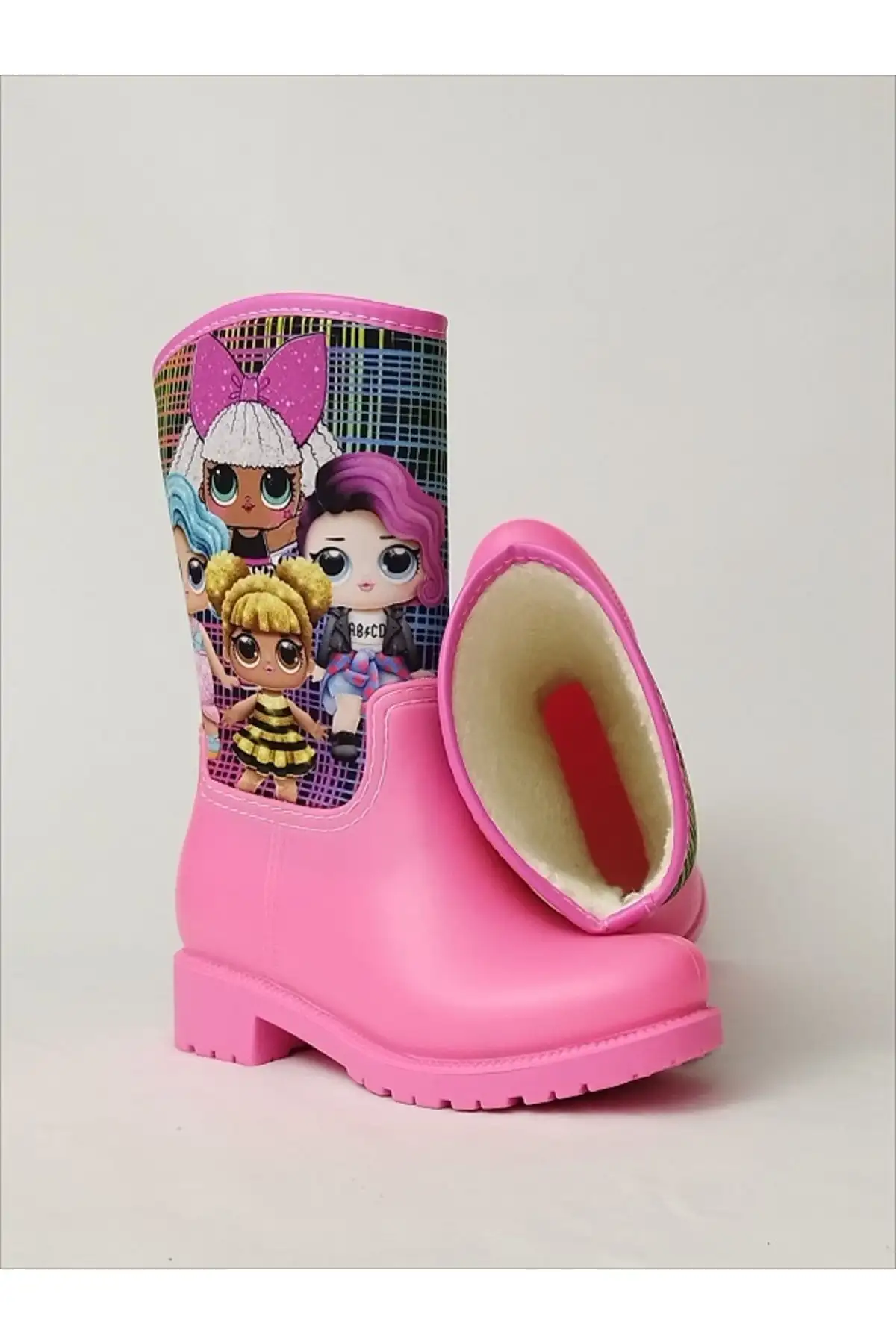 بوت بچگانه چکمههای بارانی دخترانه صورتی با چاپ LOL و ضدآب - 5566 بوت بچگانه چکمههای بارانی دخترانه صورتی با چاپ LOL و ضدآب - 5566