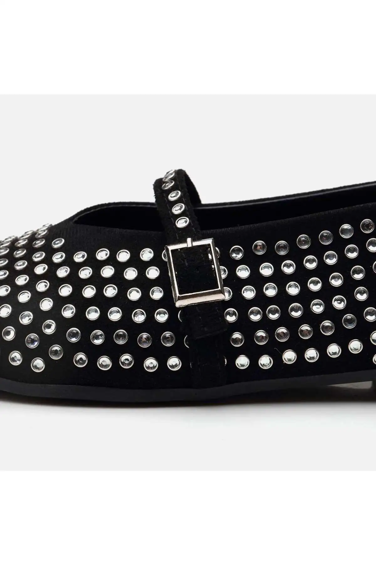 کفش تخت زنانه بابت  با سنگ سیاه - 6869 کفش تخت زنانه بابت با سنگ سیاه - 6869