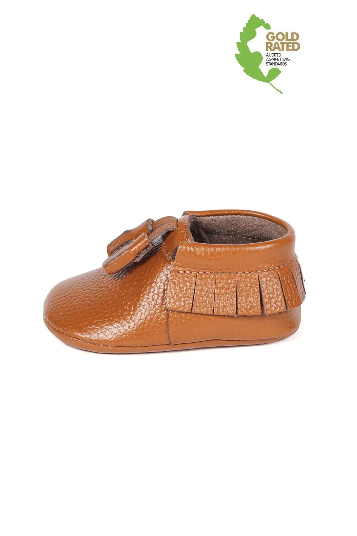 کفش نوزاد پسر پاپوش  با جزئیات پونپون از چرم طبیعی رنگ قهوهای - 6562 کفش نوزاد پسر پاپوش با جزئیات پونپون از چرم طبیعی رنگ قهوهای - 6562