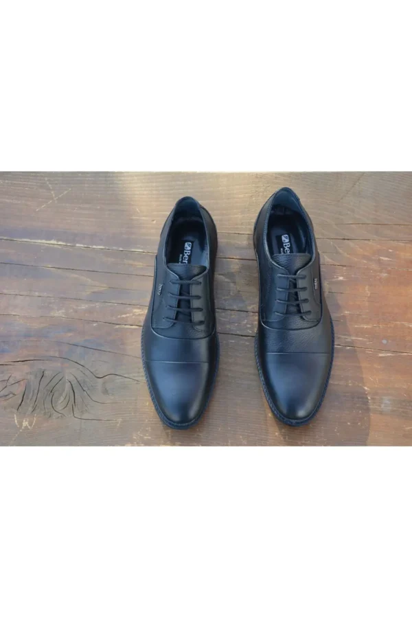 کفش رسمی مردانه زمستانی برنی مدل M574، از چرم طبیعی با زیره لاستیکی و بنددار - 6008