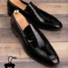 کفش رسمی مردانه کلاسیک چرم طبیعی مشکی براق - 7030