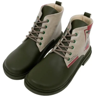 بوت و نیم‌ بوت زنانه چرم گیاهی با رنگ خاکی - طراحی اسپکترا - 6176