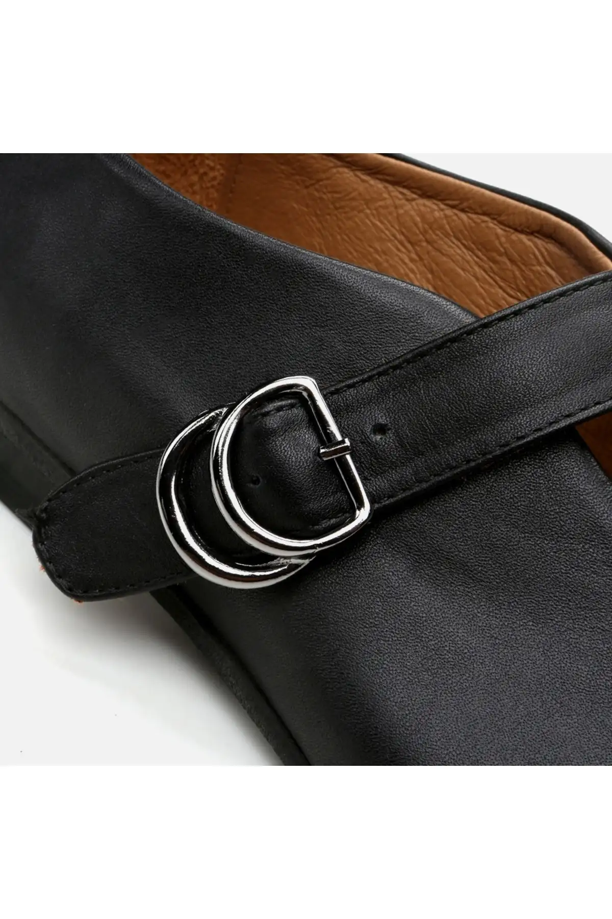 کفش تخت زنانه مریم جین  بالشتی  چرم اصل مشکی - 6877 کفش تخت زنانه مریم جین بالشتی چرم اصل مشکی - 6877