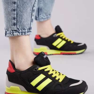 کفش پسرانه ورزشی مشکی و زرد یونیسکس Tb282 - 5774